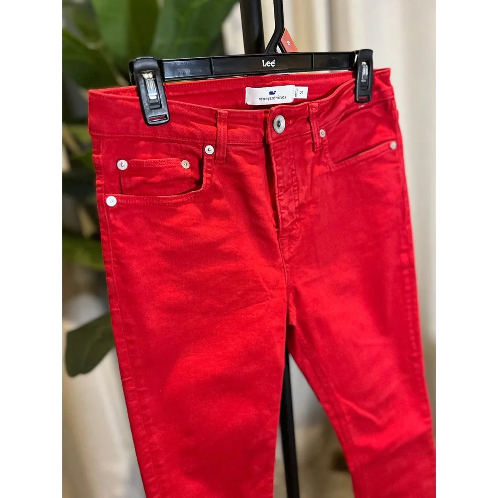 Vineyard Vines Womens Red Skinny Jeans Size 27 Stretch Denim 5-Pocket Slim Fit